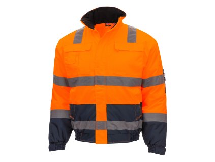 NITRAS MOTION TEX VIZ – Výstražná zateplená bunda, neonově oranžová/tmavě modrá