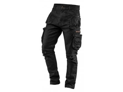 Pánské pracovní kalhoty 5 kapsové  DENIM, černé (Velikost vel. XXXL)