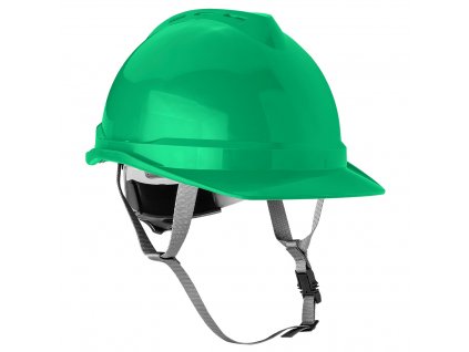 24009 prumyslova prilba s podbradnim reminkem zelena