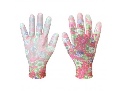 Zahradní rukavice potažené PU, vzor růže, velikost 9" (NEO 9)