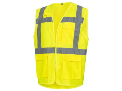 NITRAS – Výstražná pracovní vesta, neonově žlutá, s reflexními pruhy a antistatickou ochranou
