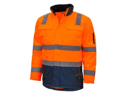NITRAS MOTION TEX VIZ – Výstražná bunda parka s vysokou viditelností, neonově oranžová/tmavě modrá
