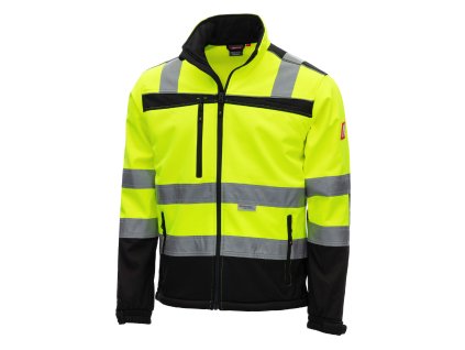 NITRAS MOTION TEX VIZ – Výstražná softshellová bunda, neonově žlutá/černá