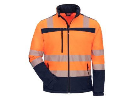 NITRAS MOTION TEX VIZ – Výstražná softshellová bunda, neonově oranžová/námořnická modrá