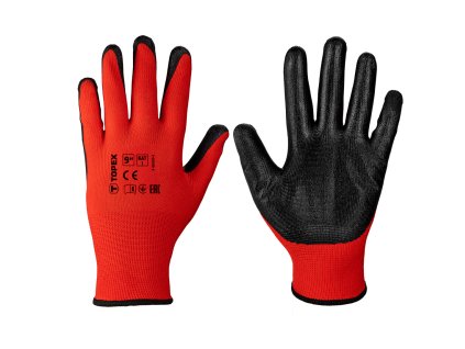 Pracovní rukavice, polyester s nitrilovým povlakem (hladké), kat. 1, velikost 9 (Velikost 9)