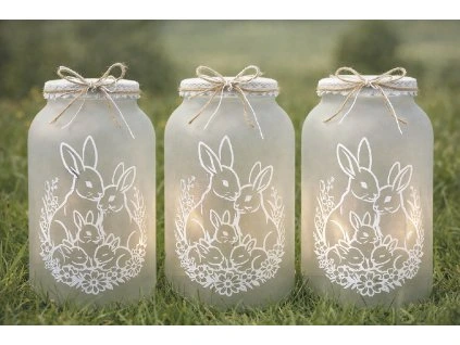 Pískovaná Lucerna JARO  Jarní Velikonoční Lucerna-svítící světelná dekorace