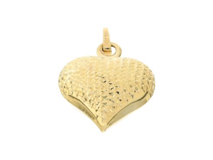 Zlatý přívěsek foukané srdce s gravírováním