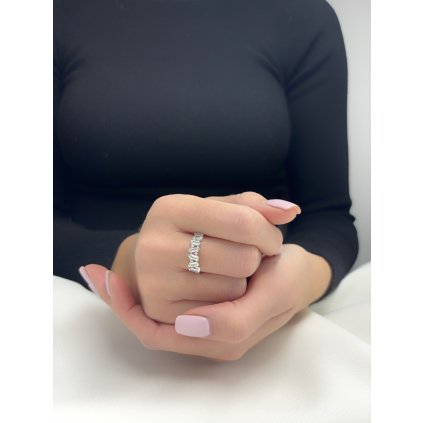 Stříbrný prsten bagety