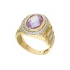 Zlatý pánský prsten sparkles s fialovým zdobením