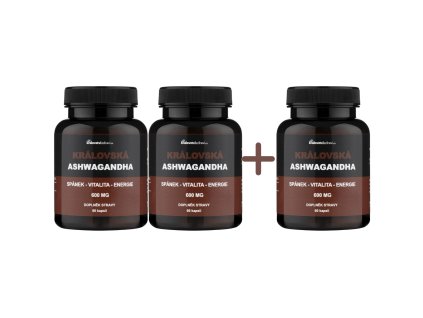2+1 Kráľovská Ashwagandha 600 mg, extrakt z ašvagandy s 5 % withanolidov, 3x60 kapsúl
