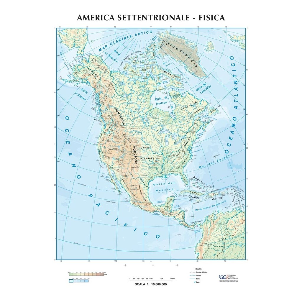 Severní Amerika - nástěnná mapa fyzická/politická 140 x 98 cm (Provedení černý, Varianta hliníkový rám)