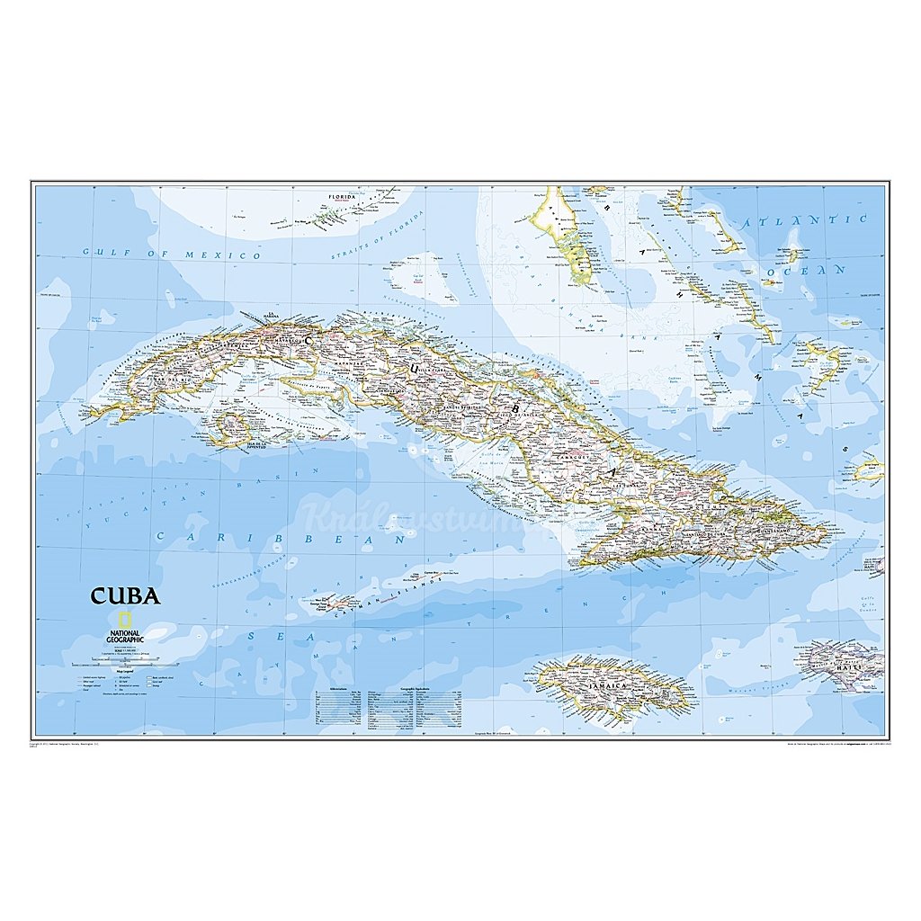 Kuba - nástěnná mapa 90 x 60 cm (Provedení stříbrný, Varianta magnetická mapa)