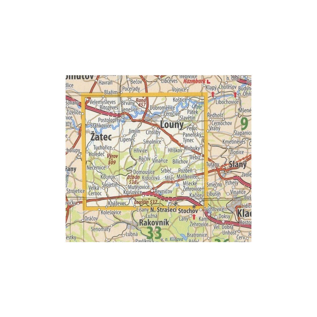 08 Lounsko a Džbán - nástěnná turistická mapa 90 x 60 cm (Provedení stříbrný, Varianta magnetická mapa)