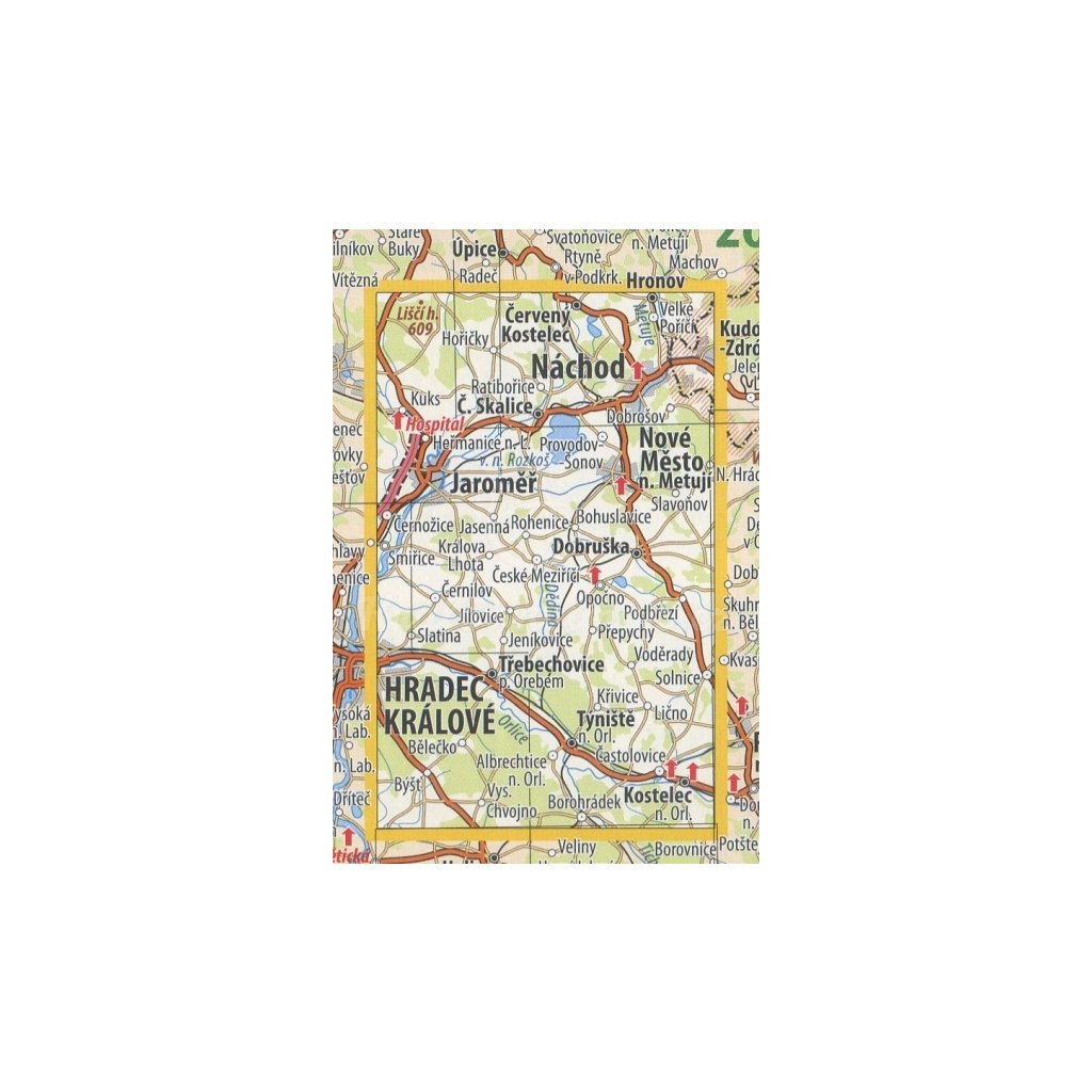 25 Podorlicko a okolí Babiččina údolí - nástěnná turistická mapa 60 x 90 cm (Provedení tmavě zelený, Varianta hliníkový rám)