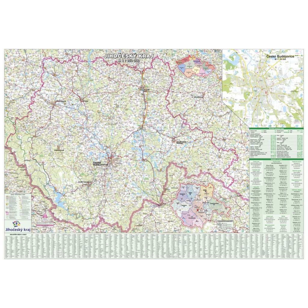 Jihočeský kraj - nástěnná mapa 134 x 99 cm (Provedení stříbrný, Varianta magnetická mapa)