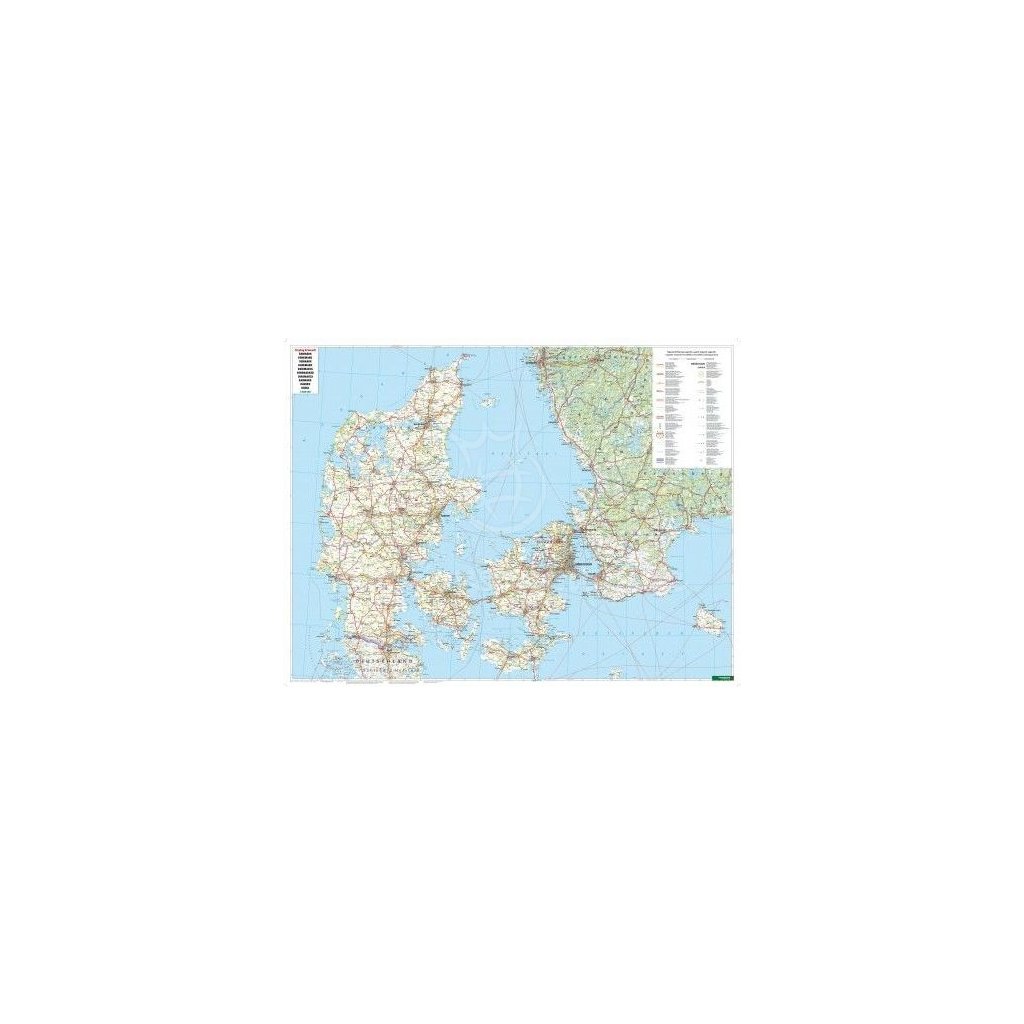 Dánsko - nástěnná mapa 124 x 95 cm (Provedení stříbrný, Varianta magnetická mapa)