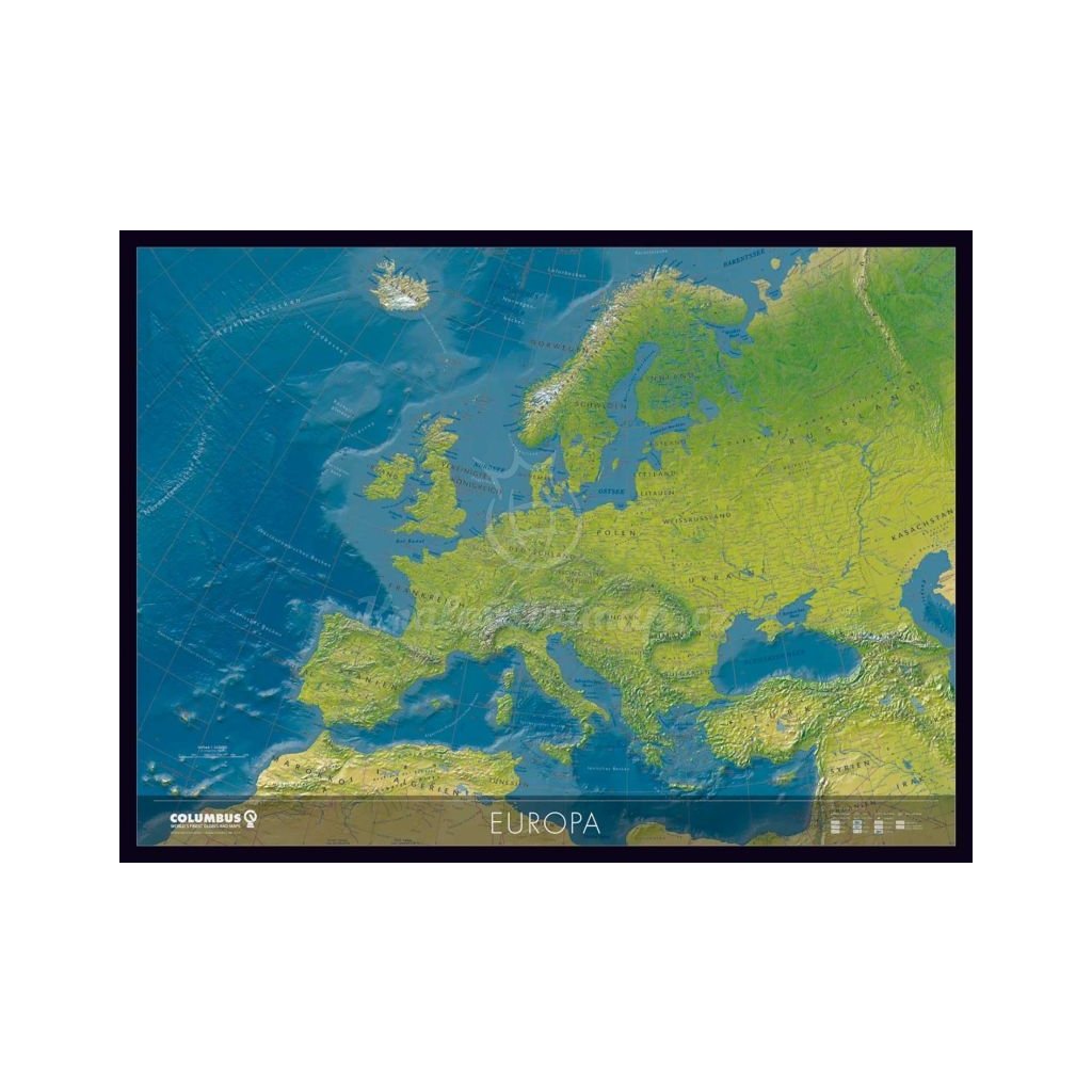 Evropa - nástěnná mapa zeměpisná / politická 115 x 85 cm (Provedení černý, Varianta hliníkový rám)