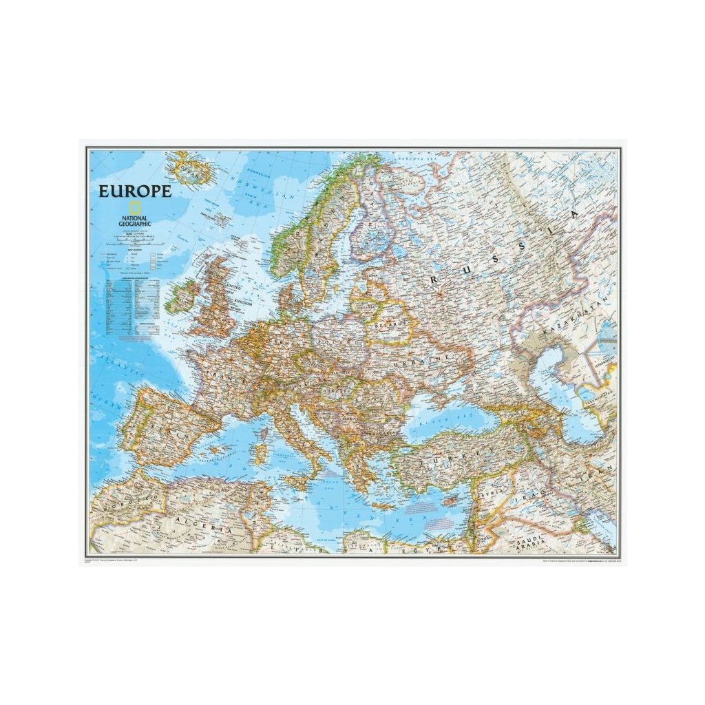 Evropa - nástěnná mapa Classic 118 x 92 cm (Provedení stříbrný, Varianta magnetická mapa)