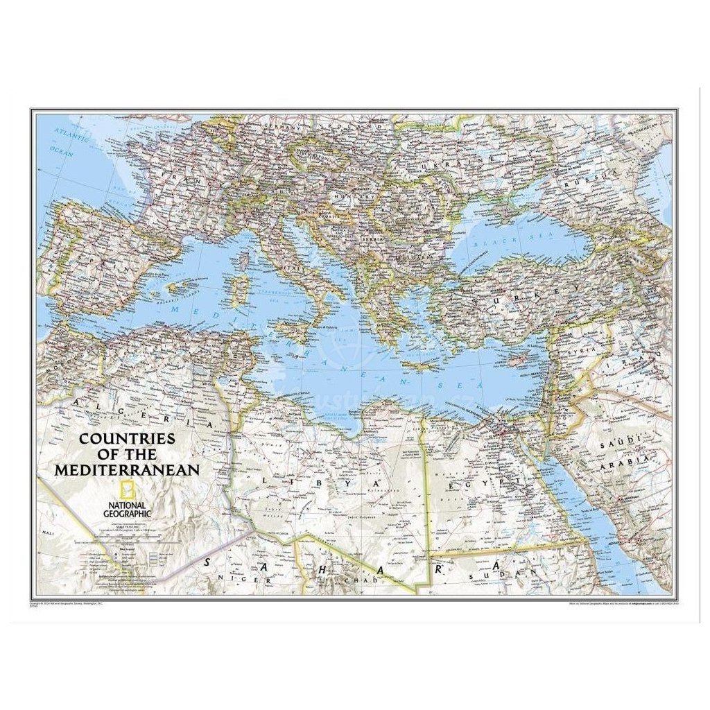 Státy středozemního moře - nástěnná mapa Classic 78 x 60 cm (Provedení stříbrný, Varianta magnetická mapa)