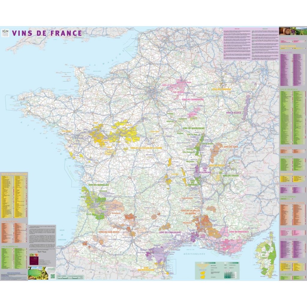 Francie - nástěnná vinařská mapa 98 x 119 cm (Provedení stříbrný, Varianta magnetická mapa)
