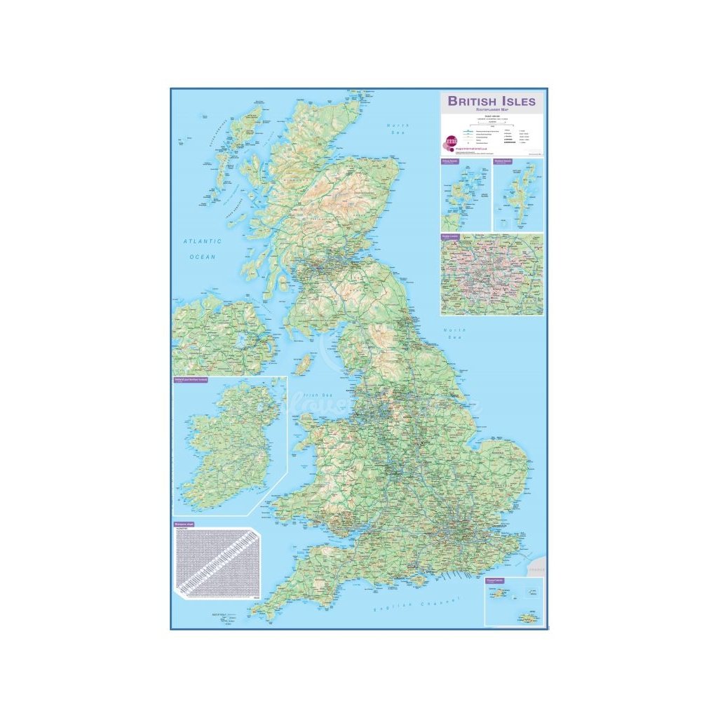 Velká Británie - silniční nástěnná mapa 84 x 119 cm (Provedení stříbrný, Varianta magnetická mapa)