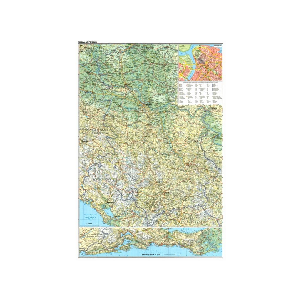 Srbsko, Kosovo, Černá Hora - nástěnná mapa 82 x 120 cm (Provedení stříbrný, Varianta magnetická mapa)
