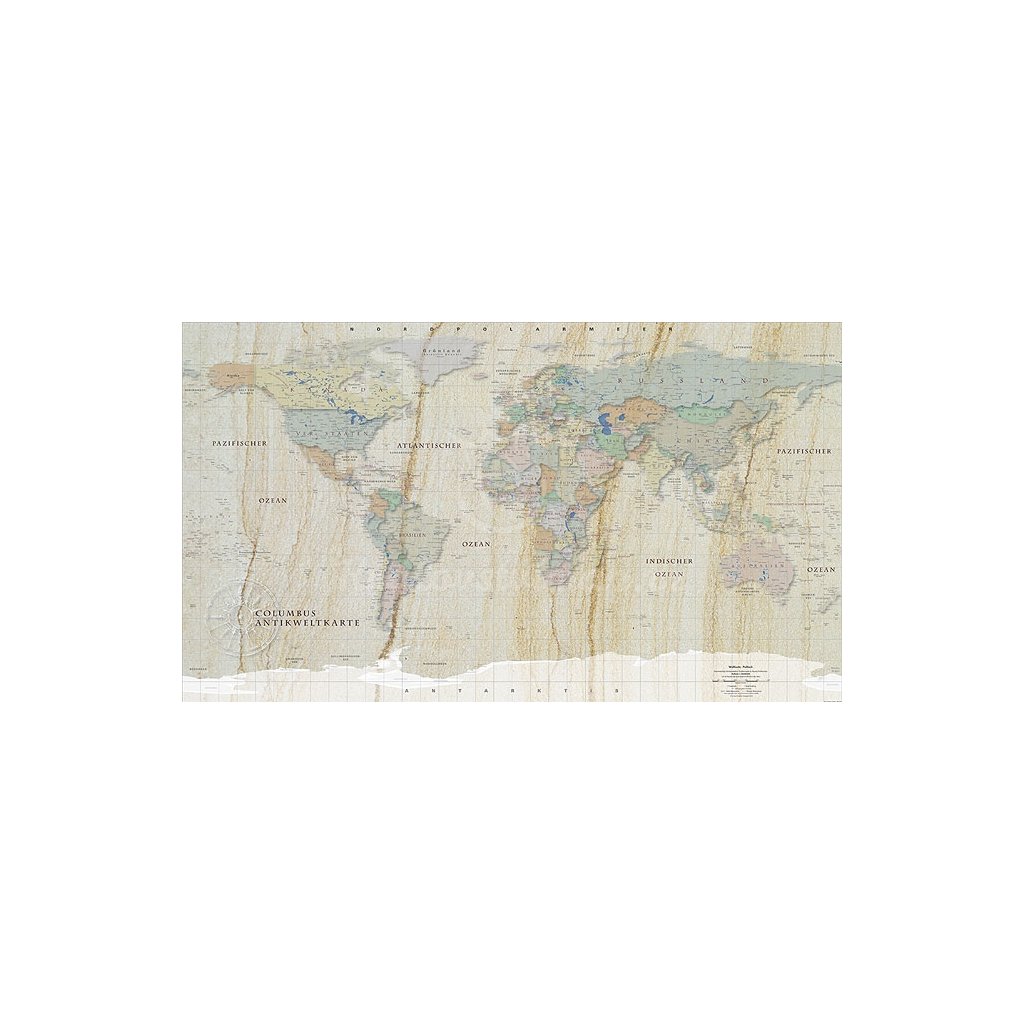 Svět - nástěnná mapa Columbus 100 x 70 cm (Provedení černý, Varianta hliníkový rám)