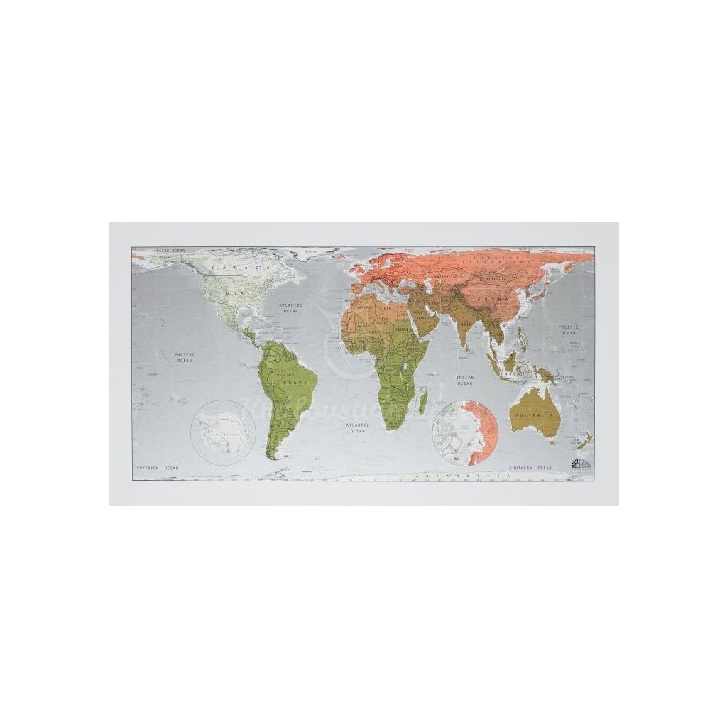 Svět - nástěnná mapa Future Coral 2 101 x 58 cm (Provedení stříbrný, Varianta magnetická mapa)