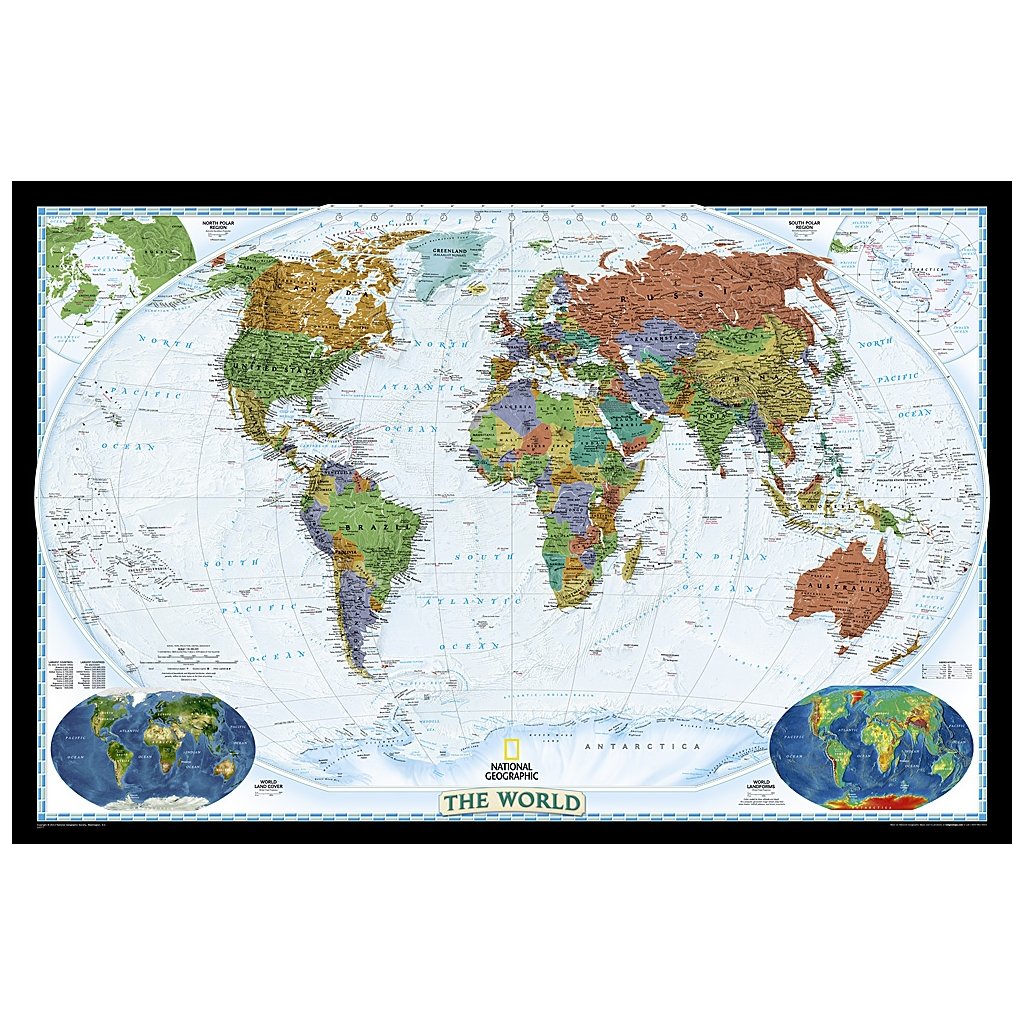 Svět - nástěnná mapa Decorative 186 x 122 cm (Provedení černý, Varianta hliníkový rám)