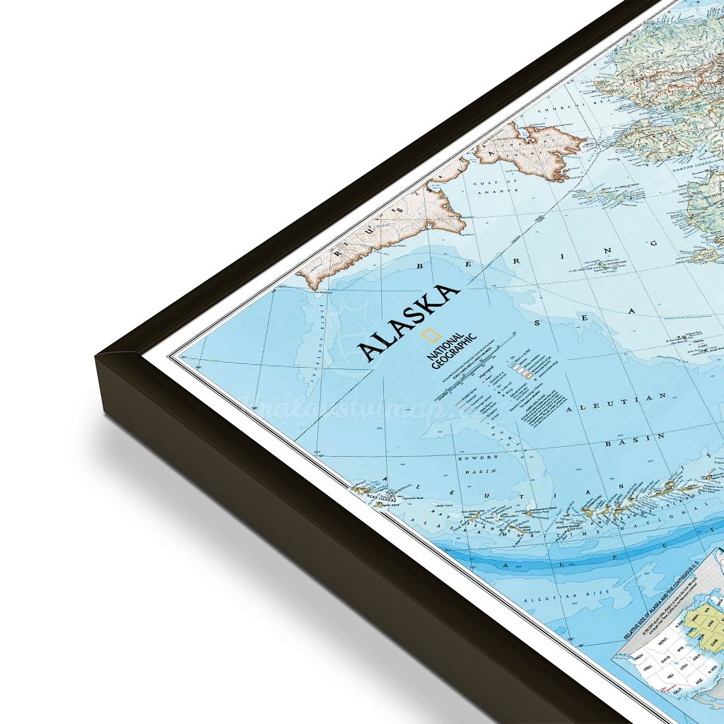 Aljaška (Alaska) - nástěnná mapa 103 x 77 cm (Provedení stříbrný, Varianta magnetická mapa)
