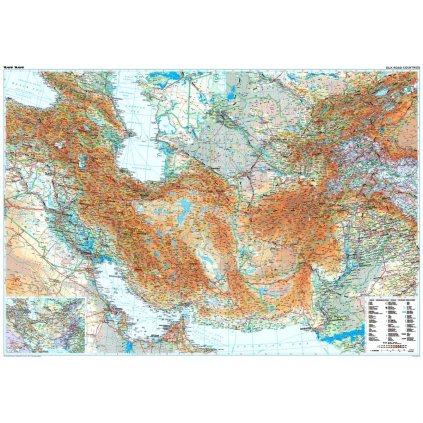 Silk Road Countries / Země Hedvábné stezky - nástěnná mapa 124 x 87 cm (Provedení stříbrný, Varianta magnetická mapa)