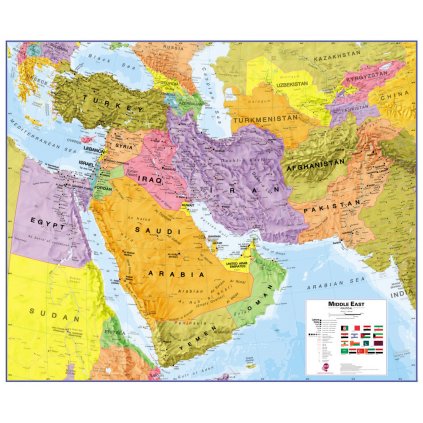 Střední východ - nástěnná politická mapa 120 x 100 cm
