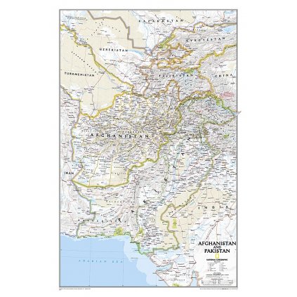 Afghánistán, Pákistán - nástěnná mapa 50 x 80 cm (Provedení stříbrný, Varianta magnetická mapa)
