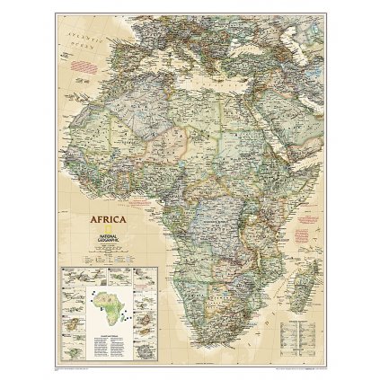 Afrika - nástěnná mapa Executive 60 x 80 cm (Provedení stříbrný, Varianta magnetická mapa)