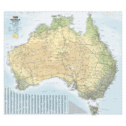 Austrálie - nástěnná mapa 100x88 cm (Provedení stříbrný, Varianta magnetická mapa)