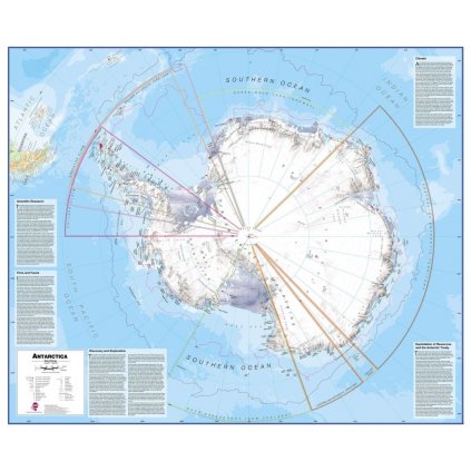 Antarktida - nástěnná mapa 120 x 100 cm (Provedení stříbrný, Varianta magnetická mapa)