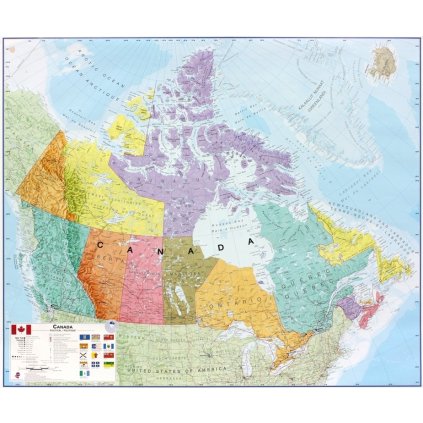 Kanada - nástěnná politická mapa 120 x 100 cm (Provedení stříbrný, Varianta magnetická mapa)