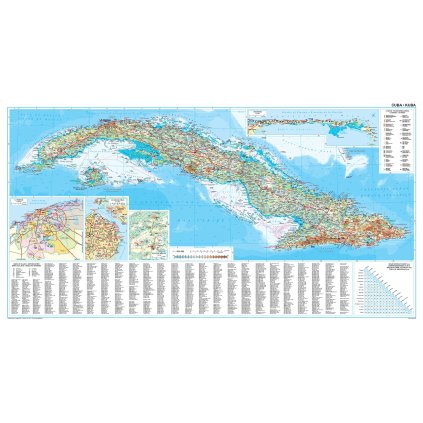 Cuba (Kuba) - nástěnná mapa 125 x 65 cm (Provedení stříbrný, Varianta magnetická mapa)