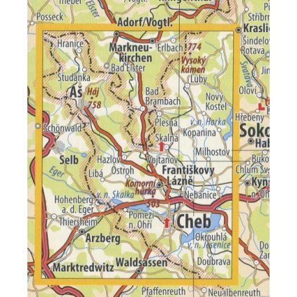 01 Ašsko a Chebsko - nástěnná turistická mapa 60 x 90 cm (Provedení stříbrný, Varianta magnetická mapa)