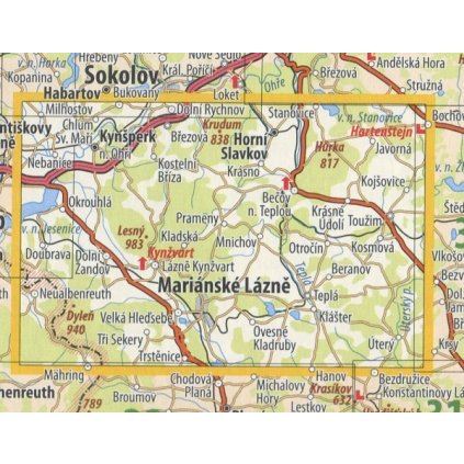 02 Slavkovský les a Mariánské lázně - nástěnná turistická mapa 90 x 60 cm (Provedení stříbrný, Varianta magnetická mapa)