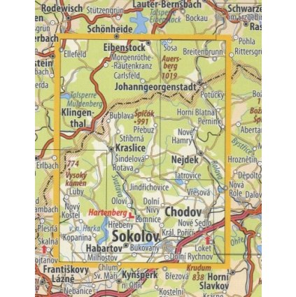 03 Krušné hory, Kraslicko - nástěnná turistická mapa 60 x 90 cm (Provedení stříbrný, Varianta magnetická mapa)