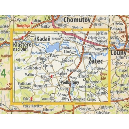 07 Žatecko - nástěnná turistická mapa 90 x 60 cm (Provedení stříbrný, Varianta magnetická mapa)