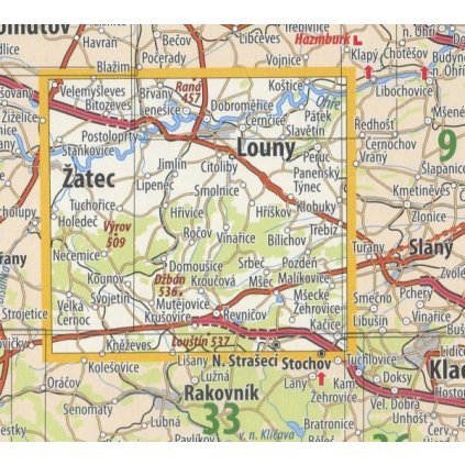 08 Lounsko a Džbán - nástěnná turistická mapa 90 x 60 cm (Provedení stříbrný, Varianta magnetická mapa)