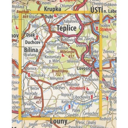 10 České středohoří západ - nástěnná turistická mapa 60 x 90 cm (Provedení stříbrný, Varianta magnetická mapa)