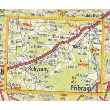 34 Brdy a Rokycansko - nástěnná turistická mapa 90 x 60 cm (Provedení tmavě zelený, Varianta hliníkový rám)