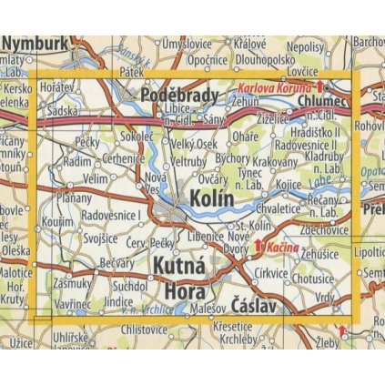 42 Kolínsko a Kutnohorsko - nástěnná turistická mapa 90 x 60 cm (Provedení tmavě zelený, Varianta hliníkový rám)