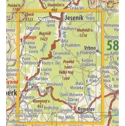 55 Hrubý Jeseník - nástěnná turistická mapa 60 x 90 cm (Provedení tmavě zelený, Varianta hliníkový rám)