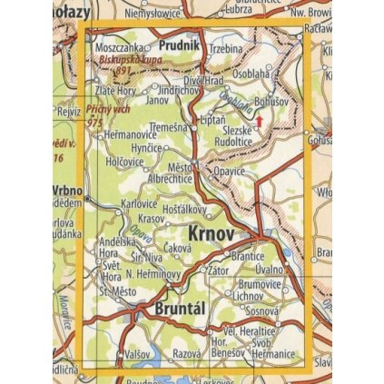 58 Bruntálsko, Krnovsko a Osoblažsko - nástěnná turistická mapa 60 x 90 cm (Provedení tmavě zelený, Varianta hliníkový rám)