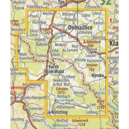 63 Chodsko - nástěnná turistická mapa 60 x 90 cm (Provedení tmavě zelený, Varianta hliníkový rám)