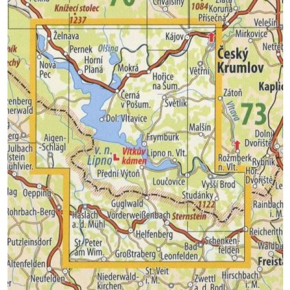 67 Šumava - Lipno - nástěnná turistická mapa 60 x 90 cm (Provedení tmavě zelený, Varianta hliníkový rám)